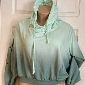 Oversized Green Ombré Batwing Hoodie Sweater-Size S/M